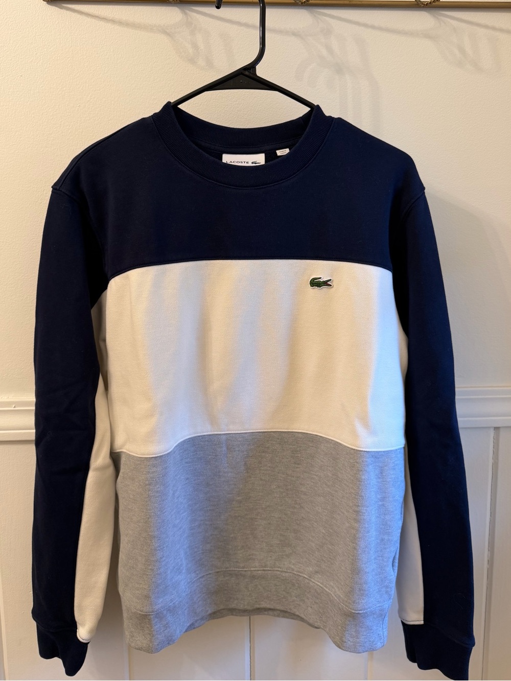 Lacoste Men’s Colorblock Crewneck Sweater - Navy/White/Gray